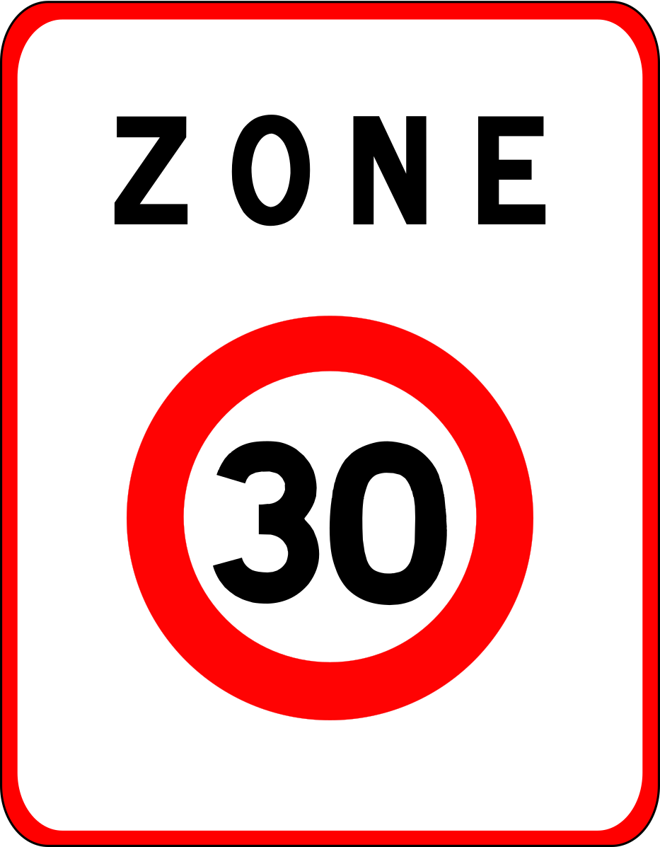 B30. Entrée d’une zone à vitesse limitée à 30 km/h.
