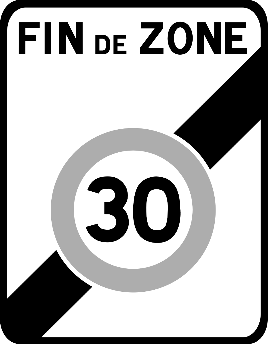 B5.Sortie d’une zone à vitesse limitée à 30 km/h.